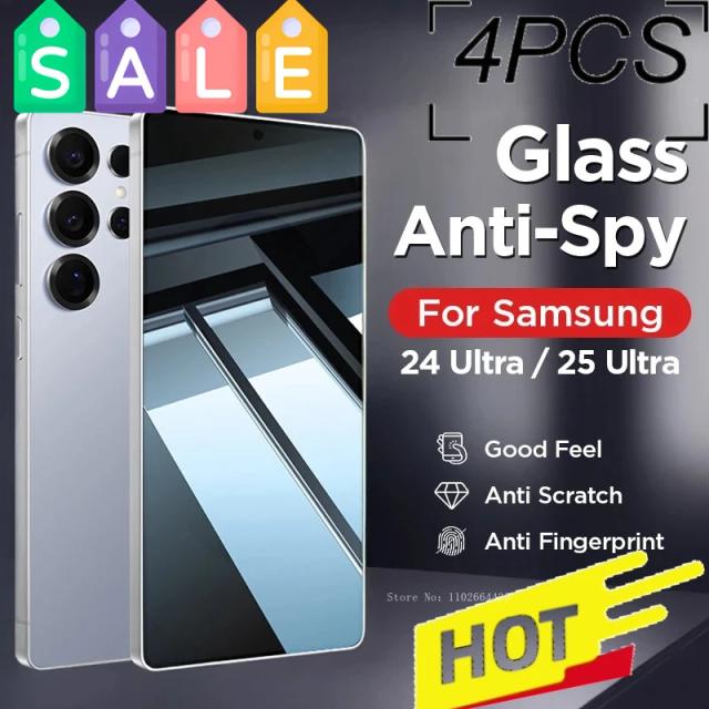 4 unidades para Samsung Galaxy S25 S24 Ultra Anti-espião Protetor de Tela de Vidro para Samsung Galaxy S24 S25 Ultra Privacidade Vidro Temperado