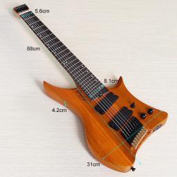 8 cordas guitarra elétrica sem cabeça 30 Polegada traste de fibra sólida cinza corpo 686mm escala fosco mini guitarra natural alta qualidade - Image 6
