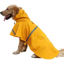 Capa de chuva elegante com capuz para animais de estimação, capa de chuva para cães, roupas reflexivas estilo capa para manter seu cachorro seco e confortável para chuvosos - Image 1