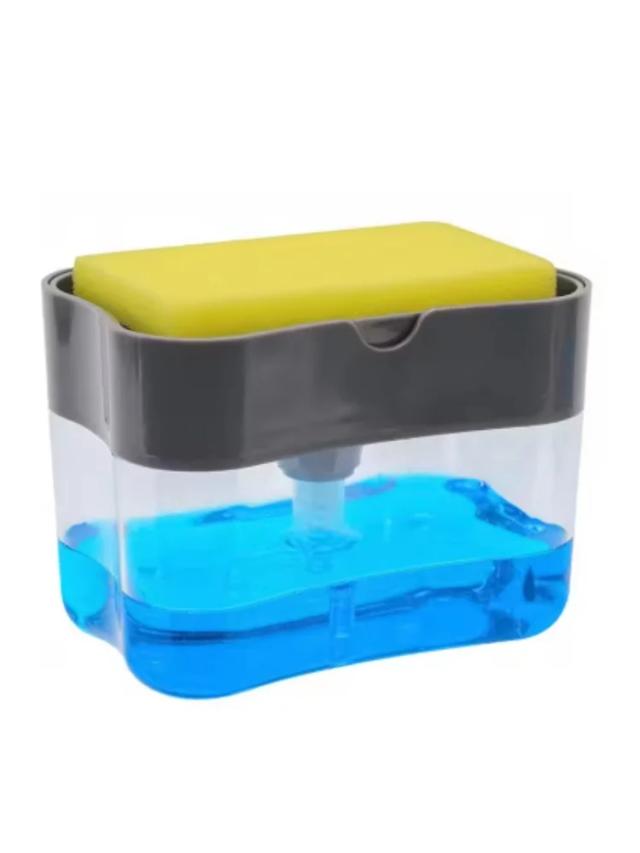 Dispensador de Sabão Portátil para Cozinha - Detergente e Esponja Integrados