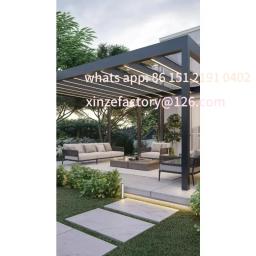 Pérgola Personalizável com LED, Pavilhão de Alumínio Montado na Parede, Impermeável e com Teto de Lâminas - Image 6