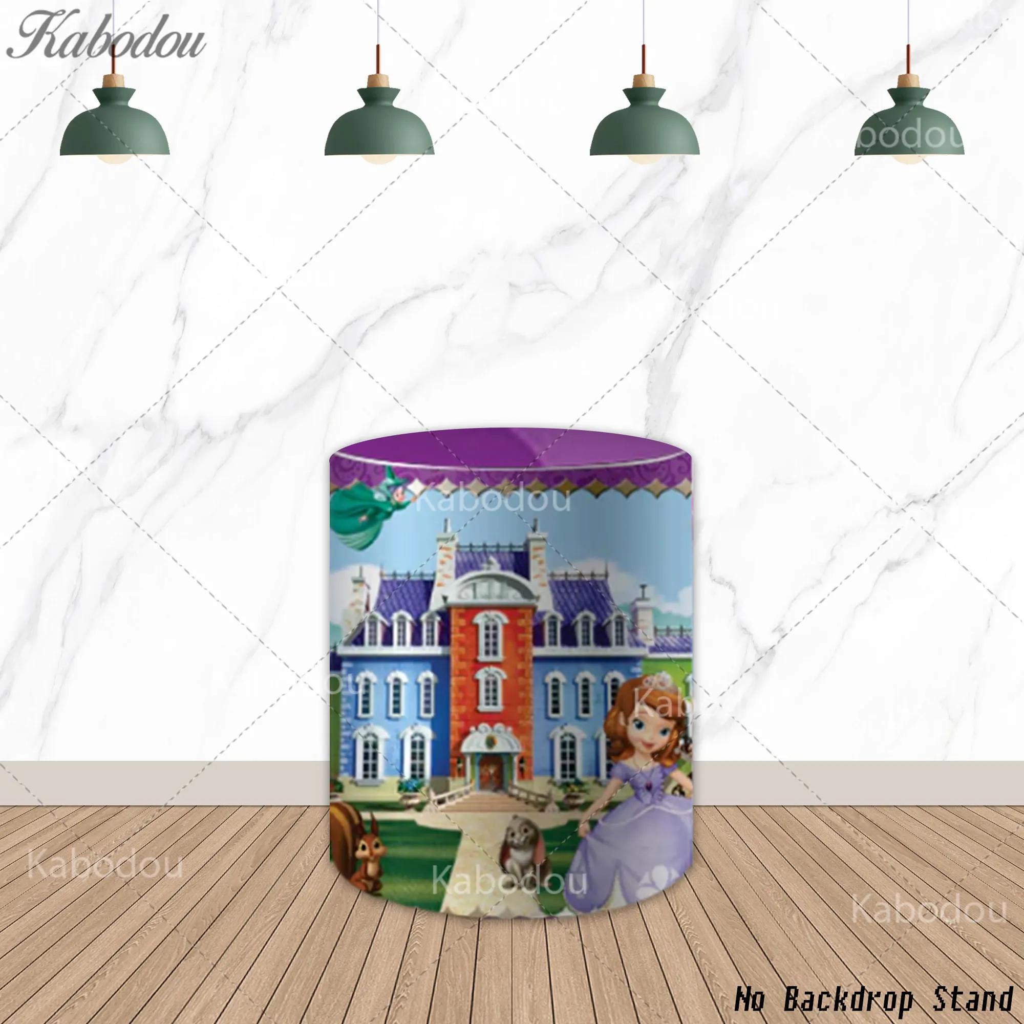 Fundo Redondo Sofia a Primeira para Festa de Aniversário de Menina, Chá de Bebê, Decoração Fotográfica de Castelo, Capa de Cilindro para Fotos - Image 1
