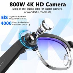 Óculos Inteligentes 4K com IA, Câmera de 8MP para Gravação de Vídeos, Reconhecimento de Fotos, Tradução, Chamada Bluetooth, Óculos de Sol Fotocromáticos e à Prova d'Água - Image 3