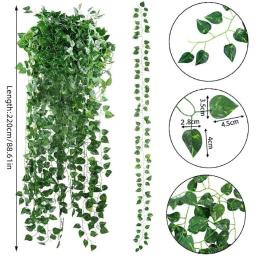 Guirlanda de Folhas de Hera Verde Artificial 4/10M, Planta Falsa Pendente para Decoração de Parede de Jardim, Casamento, Festa e Casa - Image 6