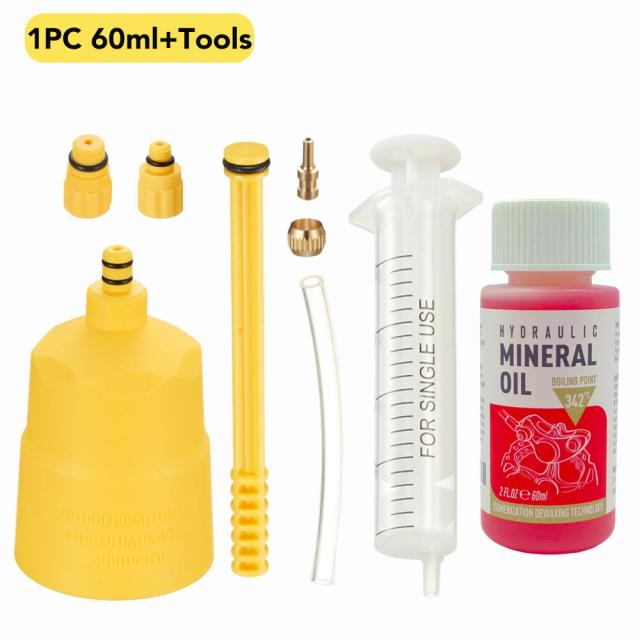 Óleo Mineral para Freio de Bicicleta 60ml Kit de Sangramento para Freios a Disco Hidráulicos