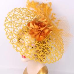 Novo fascinator casamento headpieces feminino flor headwear para igreja derby chapéu cocktail fascinators bandana nupcial pillbox boné - Image 3