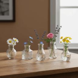 Conjunto de 10 Vasos de Vidro Mini Retro com Relevo, Estilo Europeu, Cristal Transparente, Elegantes e Decorativos - Image 5