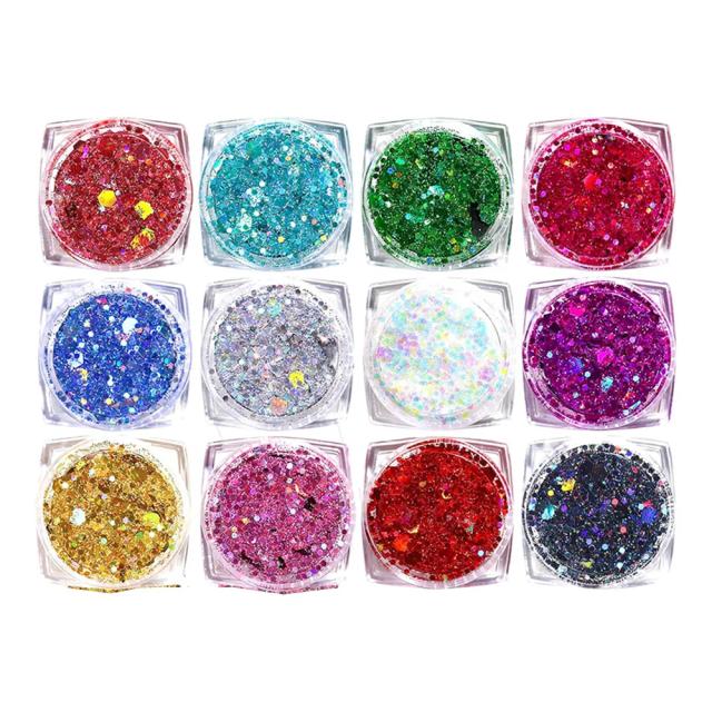 Glitter Gel Facial e Corporal 12 Cores Holográfico para Festas e Eventos