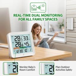 Termômetro Digital Higrômetro com Sensor Remoto para Ambiente Interno, Medidor de Temperatura e Umidade com Alta Precisão para Casa - Image 3