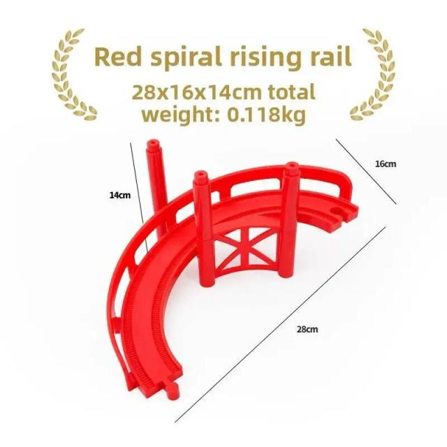 Trilhos de Madeira para Trem Espiral Multicamadas Compatível com Brinquedos de Madeira