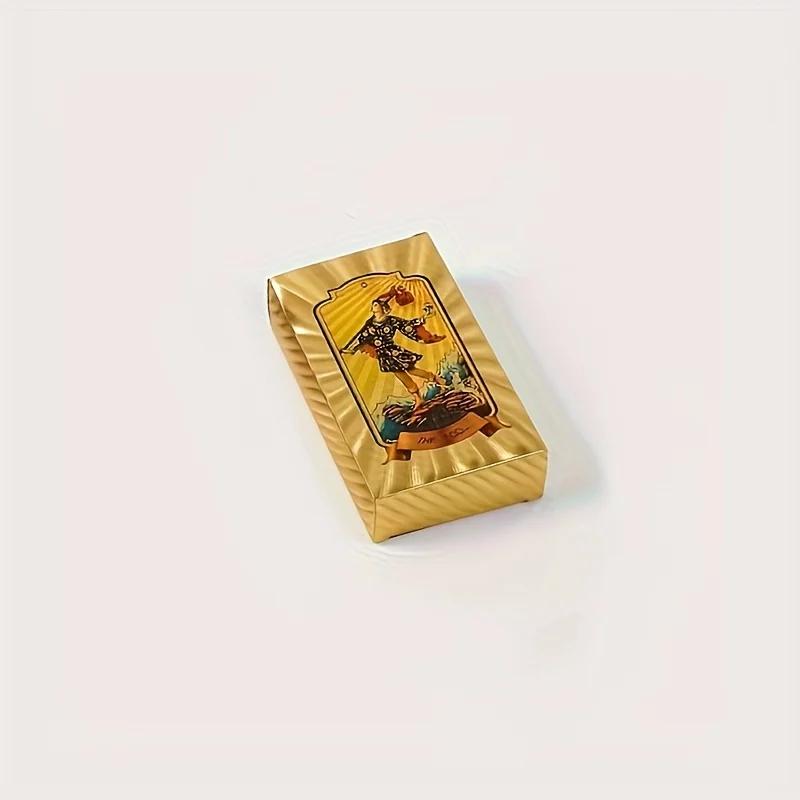 [Cartas de tarô de folha dourada] 1 peça de cartas de tarô de folha dourada-estampagem a quente impressão colorida à prova d'água jogo de mesa de plástico festa de lazer - Image 1