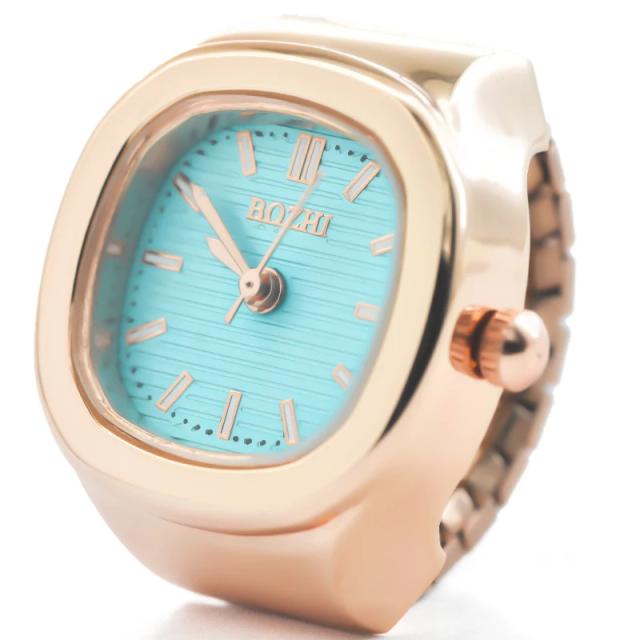 Anel Relógio De Quartzo Liga Escudo Quadrado Dial Casal Masculino Feminino