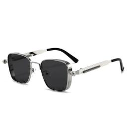 Homens dirigindo óculos de sol vintage steampunk quadrado óculos de sol armação de metal com dobradiças de mola feminino óculos de motorista na moda - Image 6