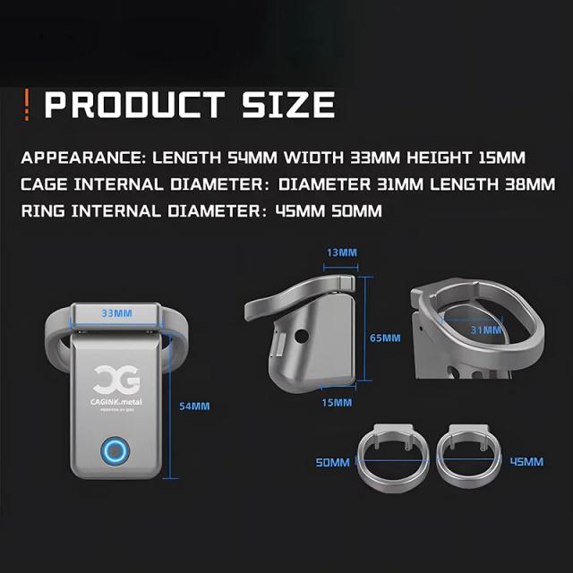 QIUI Gaiola de Castidade Masculina Controle APP Metálica