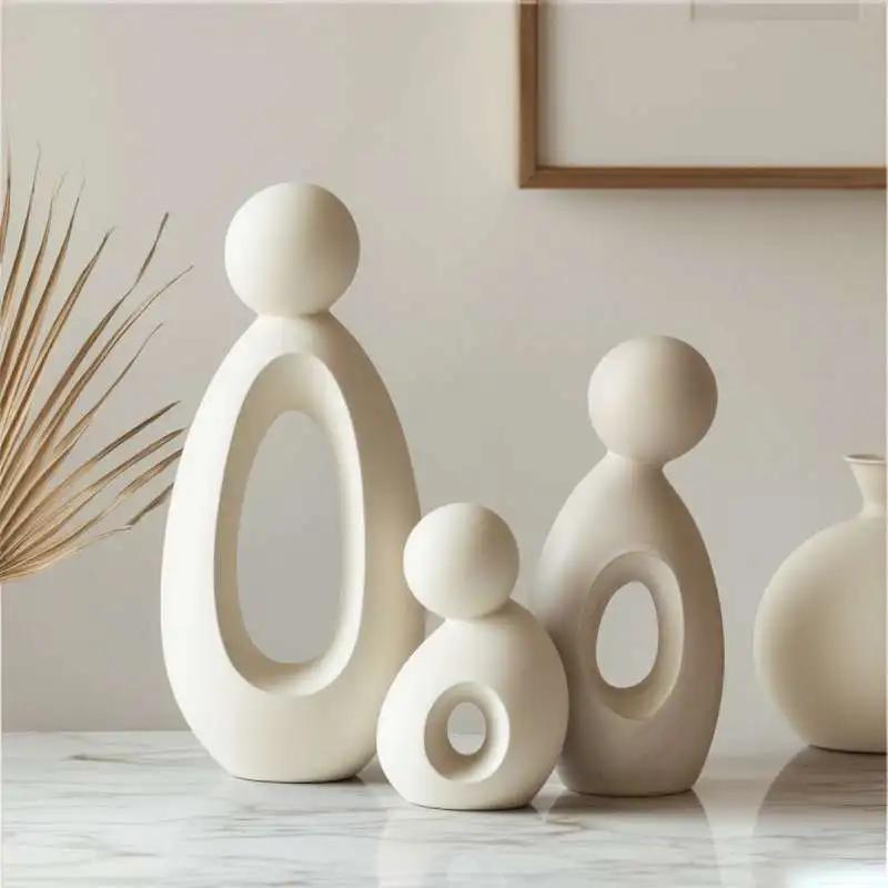 Estátua de família simples estilo moderno decoração de casa escultura oca nordic sala estar ornamentos decoração do quarto estatuetas presente - Image 1