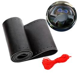 Capa de volante de carro em dois estilos, faça você mesmo, couro genuíno, trança com agulhas, linha, acessório interior de estilo de carro - Image 1