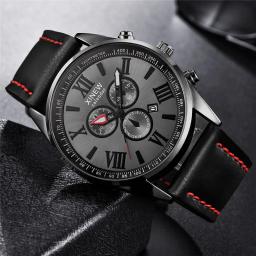 Original xinew marca relógios masculinos meninos moda casual pulseira de couro data quartzo relógio de pulso preto montre homme reloj hombre 2025 - Image 4
