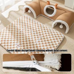 Cama de gato e túnel de jogo, casa quente, tenda com tapete de pelúcia, abrigo de canto, dobrável, móveis para animais de estimação para gatinhos e gatos - Image 2