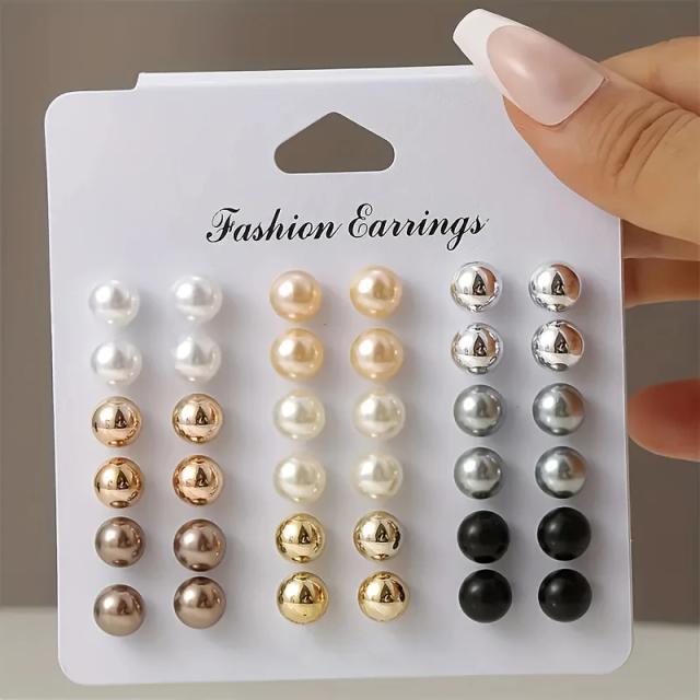 Conjunto de Brincos de Pérola Coreana Feminino 18 Pares
