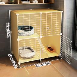 Gaiola para Gatos com Espaço Livre, Tamanho Pequeno com Rodas, Armário Amarelo para Gatinhos, Vila para Gatos, Casa Interna para Gatos para Uso Doméstico - Image 6