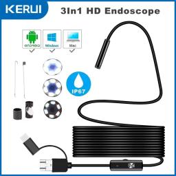 Câmera endoscópica android 7mm, 3 em 1, micro usb tipo c, boroscópio, mini câmera, à prova d'água, led, inspeção de carro, para huawei xiaomi pc - Image 1