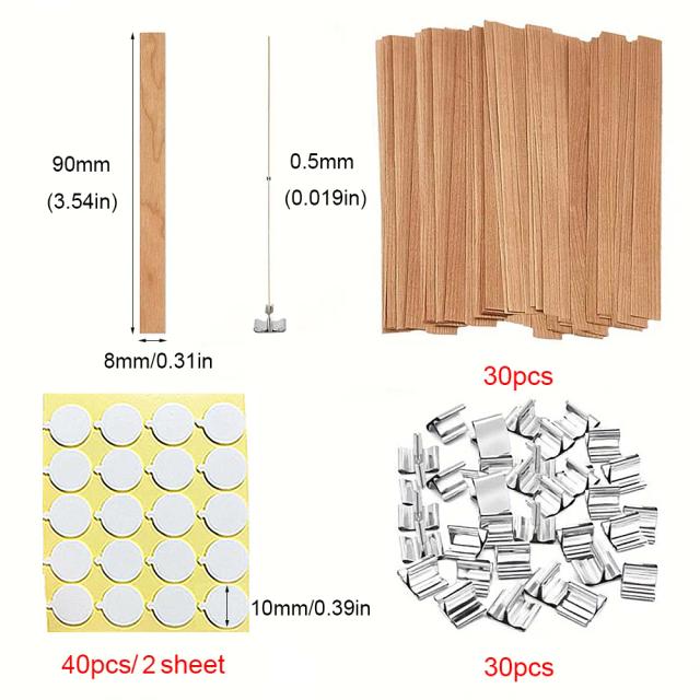 Kit de Fabricação de Velas DIY 100 Peças com Mechas de Madeira Natural