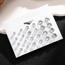 Novo 12 par/pacote branco brilhante brincos de casamento conjunto para mulheres homens jóias de cristal acessórios oorbellen jóias brincos - Image 6