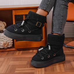Inverno dedo do pé redondo confortável sola grossa anti deslizamento botas de neve casuais femininas moda nova elegante e sexy botas de trabalho quentes - Image 6