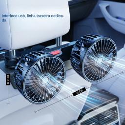 Três-Speed Car Seat Back Cooling Fan, USB Charge, Dual Head, 360 Graus de rotação, Pescoço Cooler, Verão Acessórios - Image 1
