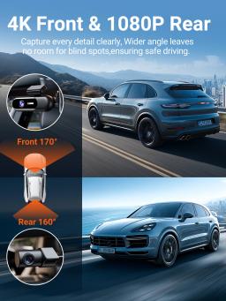 Câmera Veicular Dash Cam 4K UHD com Gravação Frontal e Traseira, Visão Noturna HDR, Wi-Fi Integrado e Modo de Estacionamento - Image 2