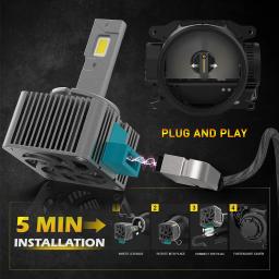 Lâmpadas led para faróis de carro, série d d1s d3s d2r d2s d4r d4s d5s d8s turbo luzes 6000k 70w lâmpada automática plug & play kit de conversão hid - Image 4