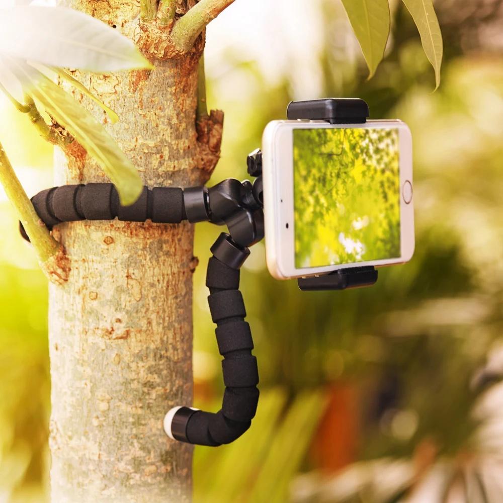 Mini tripé com clipe de telefone para smartphone perna flexível gorillapod monopé com clipe de telefone para iPhone Xiaomi Samsung - Image 1