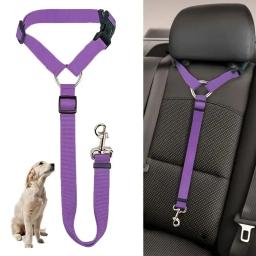 1pc pet cão e gato cinto de segurança encosto de cabeça do carro contenção ajustável corda de segurança cinto de segurança do carro acessórios para cães pequenos - Image 1