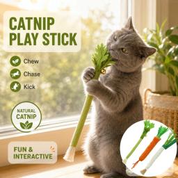 Brinquedo Interativo para Gatos com Sino, Bastão de Catnip Natural para Limpeza dos Dentes de Gatos - Image 1