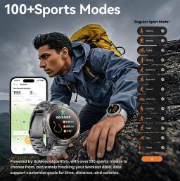 Novo Smartwatch Militar TANK X3 2026 com Bateria de 1000mAh, à Prova D'água 10ATM, GPS para Natação, Chamada e Esportes, Tela AMOLED HD de 1.75 polegadas - Image 4