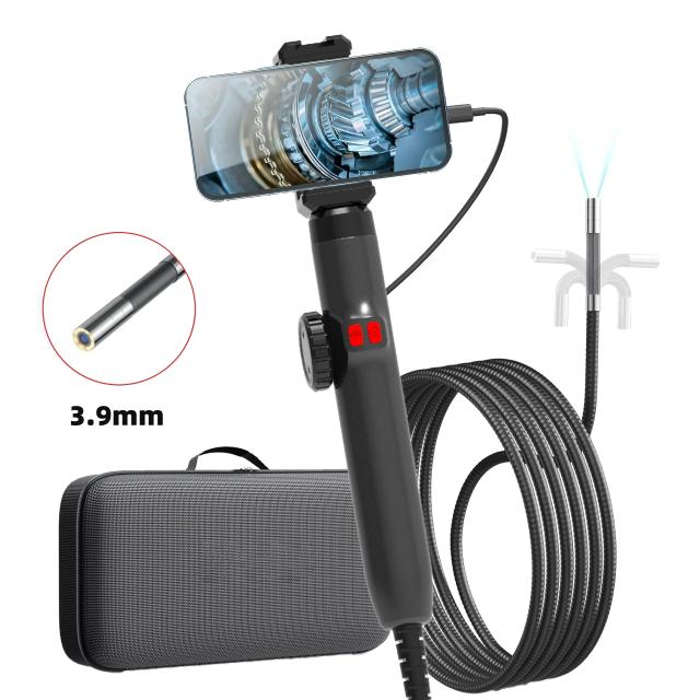 Câmera Endoscópica Boroscópio Articulada 360° 3.9/6.2/8.5mm com Luz para Android/iOS