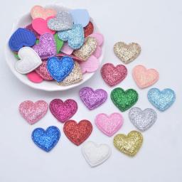 100 pçs 22*20mm bling coração apliques remendos acolchoados para diy headwear grampos de cabelo decoração roupas chapéu artesanato costura suprimentos - Image 1