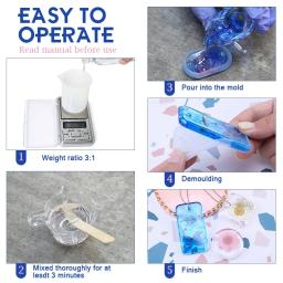 Kit de resina epóxi de mistura fácil, resina ab cristalina com palitos, copos graduados e luvas para fazer jóias, artesanato de arte diy - Image 5