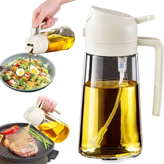 Dispensador de Azeite 2 em 1 Pulverizador e Vertedor 470ml para Cozinha