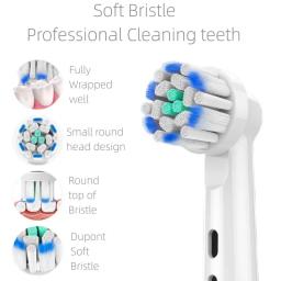 Cabeças de escova de dentes elétrica com cerdas dupont, 4 unidades, branquear os dentes/limpo diário/limpeza precisa/função de cuidados macios para oral b - Image 3