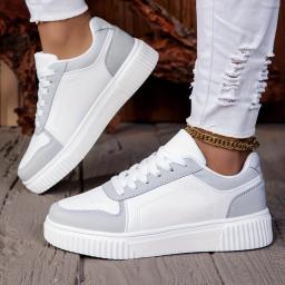 Maedtef sapatos femininos homem casual vulcanizar sapato rendas até tênis feminino antiderrapante leve confortável unisex sapatos esportivos - Image 4