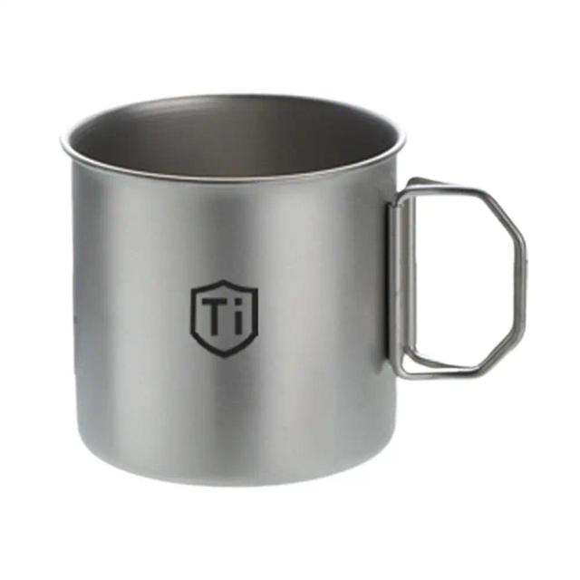 Caneca de Titânio Ultraleve com Alça Dobrável para Camping e Piqueniques - Grande