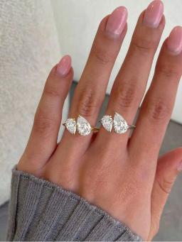 Anéis de zircônia em prata esterlina 925, com gota de água brilhante, para mulheres, presente, aniversário de casamento, joias finas de alta qualidade - Image 2