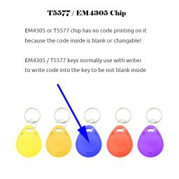 10 peças 125khz t5577 keyfobs etiqueta duplicada regravável 5200 cópia de proximidade cartão de acesso id token anel rfid cloner chaveiro - Image 2