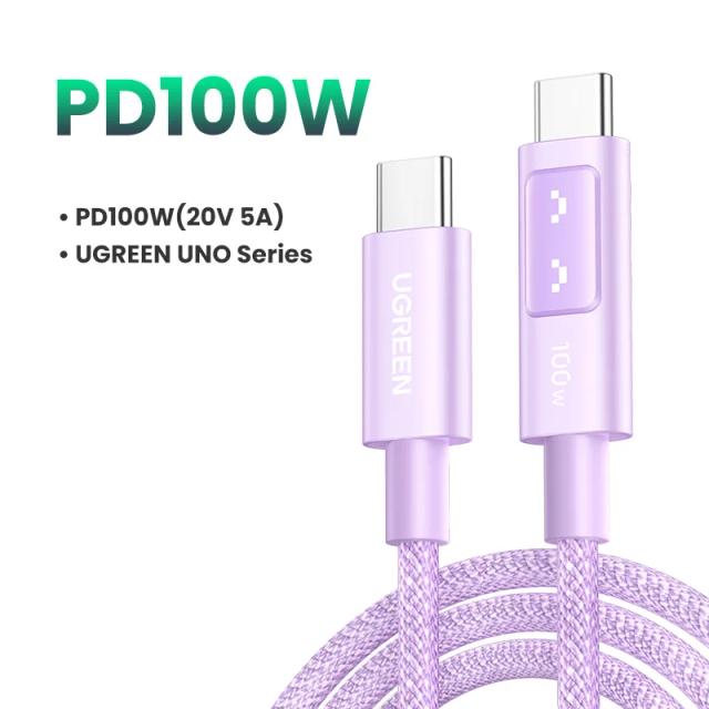 UGREEN UNO Cabo USB C PD100W Carregamento Rápido Tipo C para Tipo C 0.5-3M