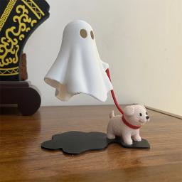 Estátua de Fantasma Fofo Impressa em 3D com Cão, Decoração para Casa, Quarto e Mesa, Halloween - Image 1