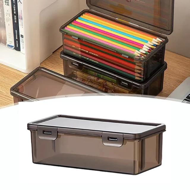 Caixa Organizadora de Canetas Transparente Grande Capacidade 17x8x6cm