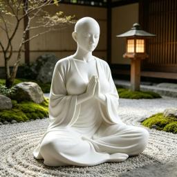 Escultura de Meditação Zen Branca, Figurinha Minimalista, Decoração de Arte Espiritual, Ornamento e Presente Ideal para Sala de Yoga, Quarto e Sala de Estar - Image 1