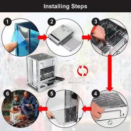 Fogão de aquecimento de acampamento ao ar livre, fogão de armazenamento portátil dobrável integrado ao ar livre, churrasqueira de aço inoxidável para lenha a carvão - Image 6