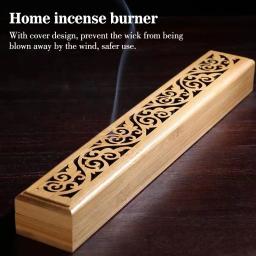 Incensário de Bambu Natural com Prato para Aromaterapia, Caixa de Madeira para Queima de Incenso com Linha Oca - Image 1